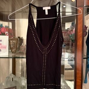 Leith Charcoal Cropped Tank with Stud Detail